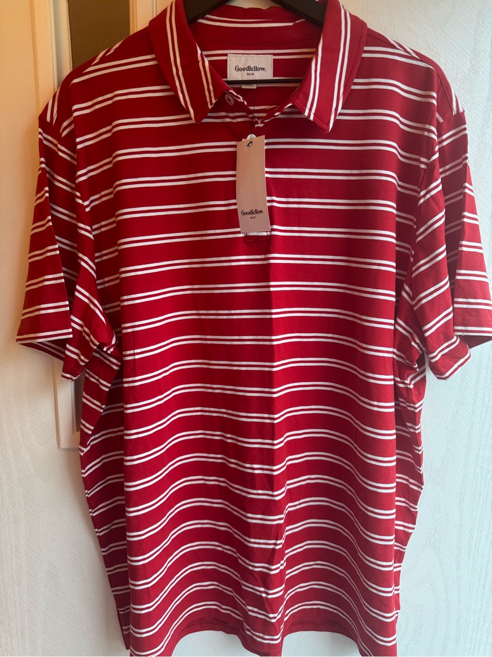 Goodfellow & Co Men’s Red and White Striped Polo